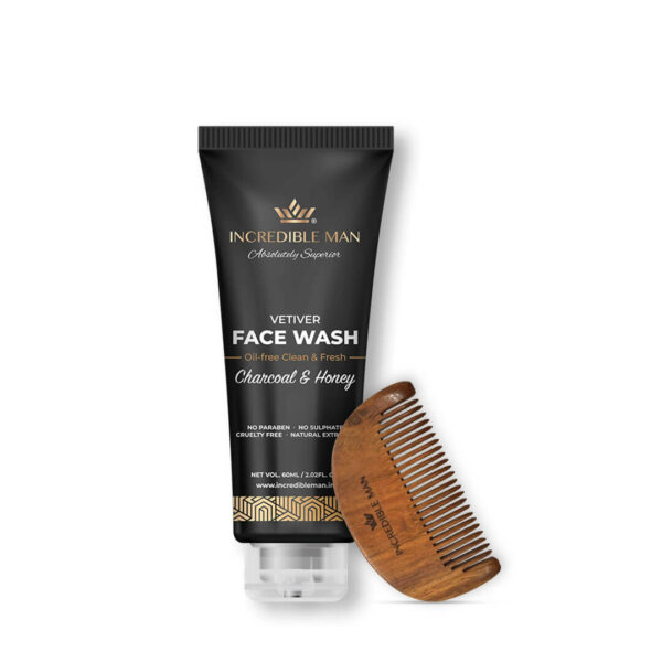 Sheesham Wood Comb + Charcoal & Honey Face Wash